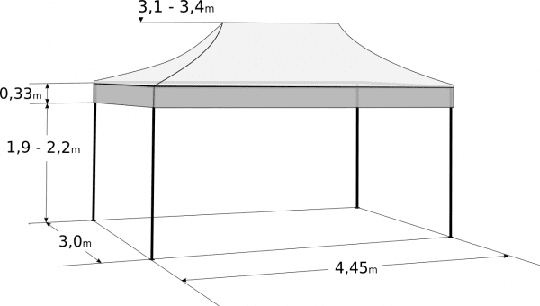 Nůžkový stan 3x4,5m - Profi hliníkový hexagon