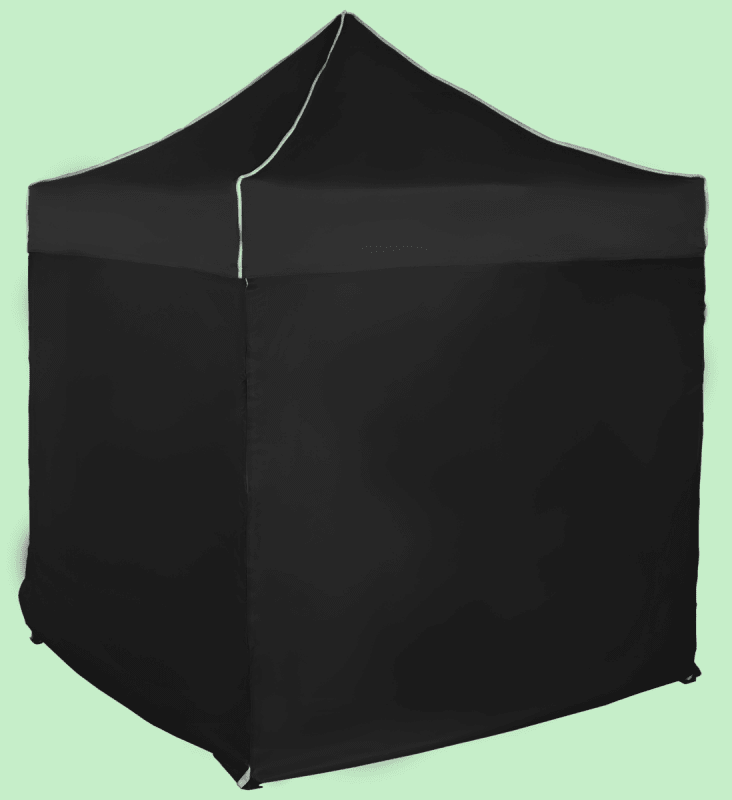 Nůžkový stan 2x2m ocelový, Černá, 4 boční plachty
