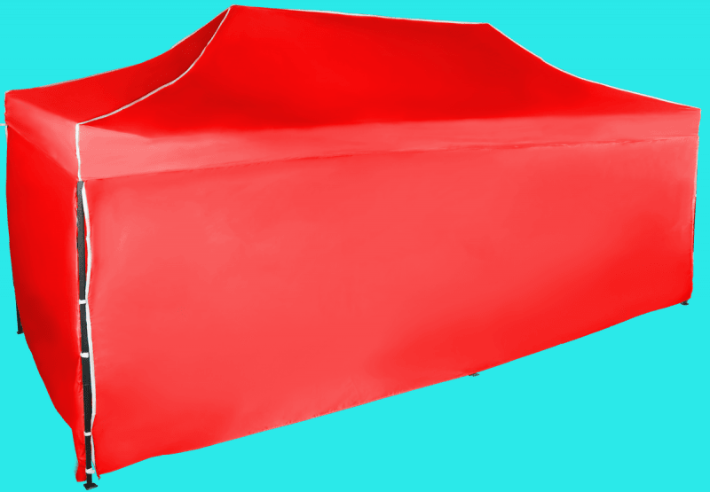 Nůžkový stan 3x6m ocelový, Červená, 4 boční plachty