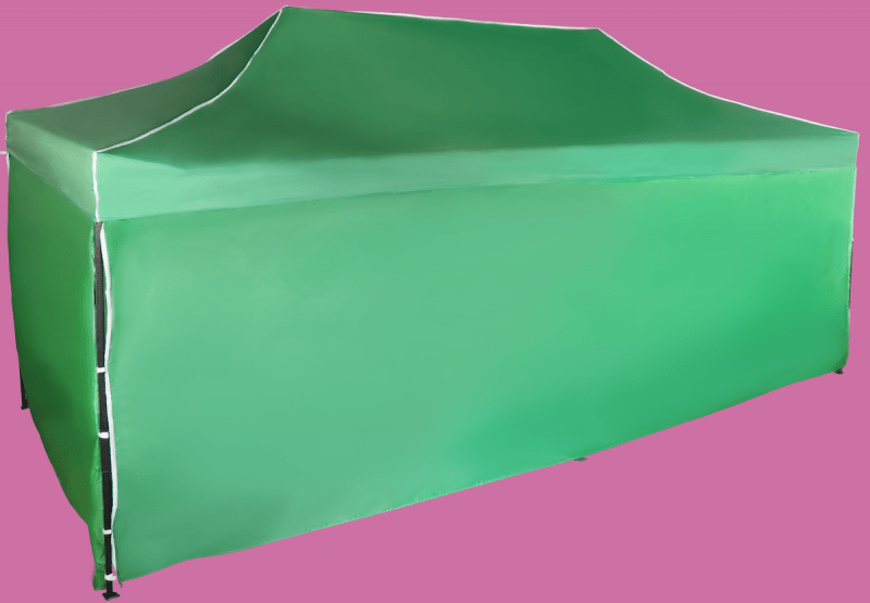 Nůžkový stan 3x6m ocelový, Zelená, 4 boční plachty