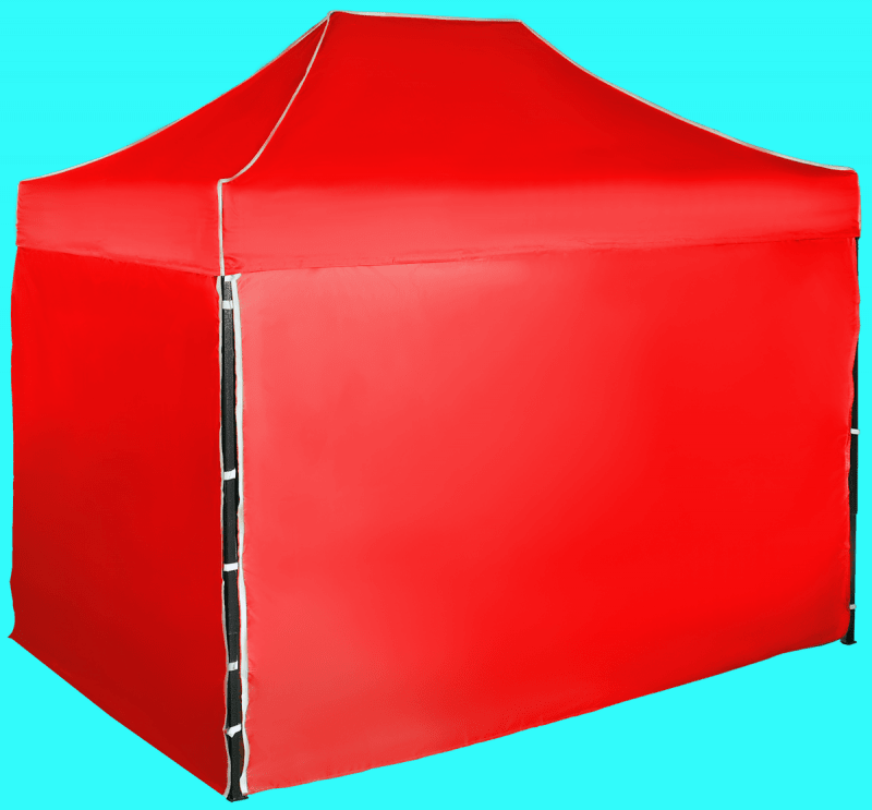 Nůžkový stan 3x2m ocelový, Červená, 4 boční plachty